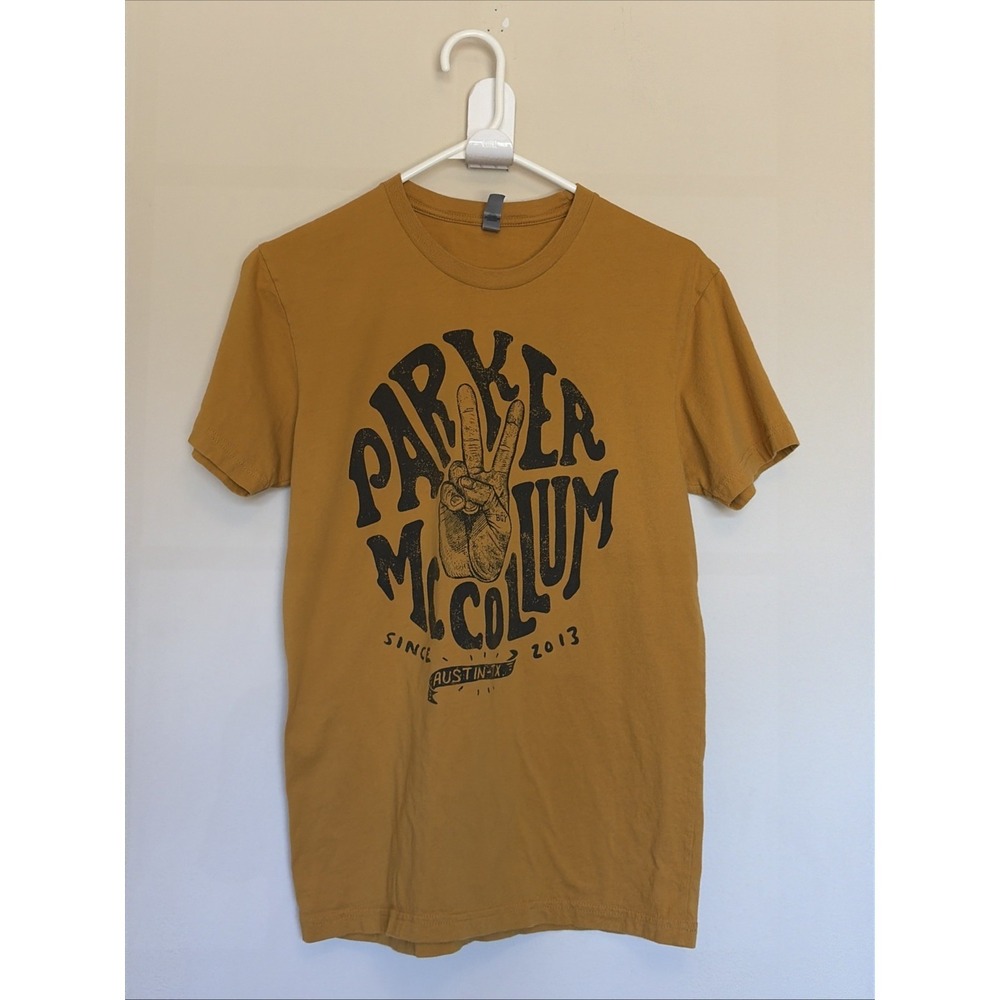 Next Level Mustard Yellow PARKER MCCOLLUM Austin Texas Peace Sign Graphic Tshirt
